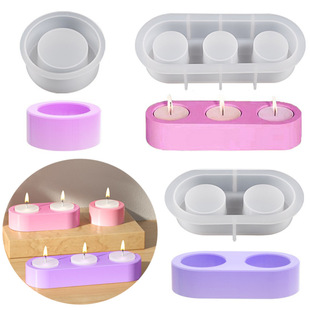 Single hole double hole three hole candle holder resin silicone mold glue diy porous candle base cement gypsum ornaments