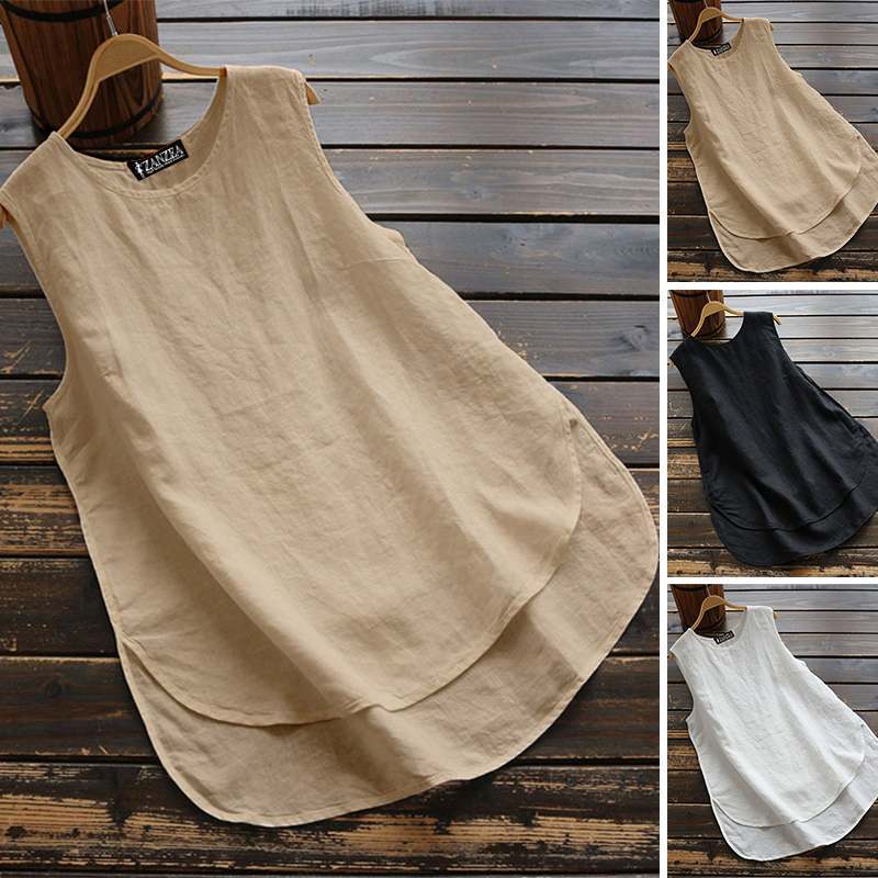 AliExpress Amazon 2021 Summer New Solid Color Casual Vest Irregular Pullover Top Women