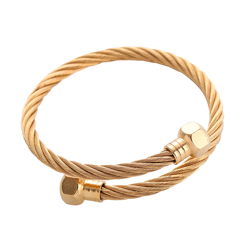 35g Weight Bangle Classification Wholesale Punk Solid Color Stainless Steel 18k Gold Plated Bangle