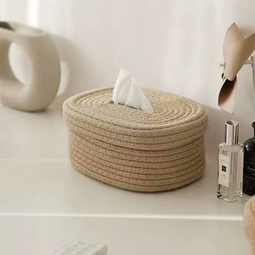 Japanese-style cotton rope woven tissue box creative desk sky cover storage box woven napkin tissue storage box