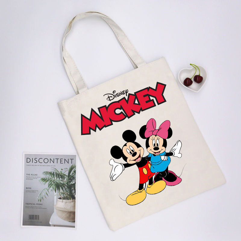 Mickey Minnie Mouse impreso bolsa de lona bolso de hombro bolso plegable bolso de compras