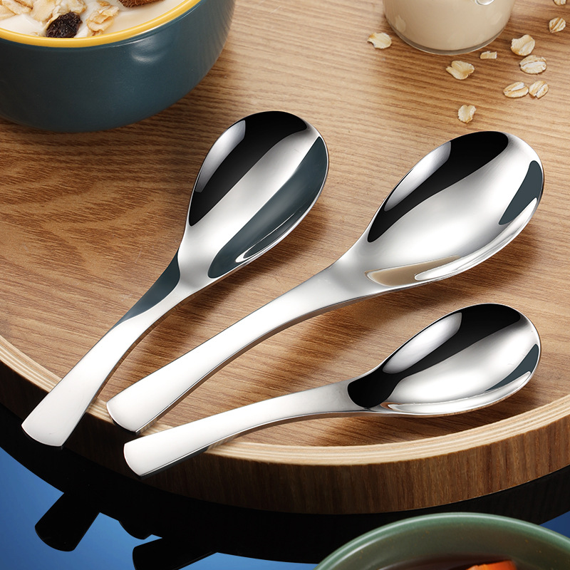 304不锈钢勺子高颜值餐具 加厚加深汤勺调羹网红干饭勺甜品勺批发