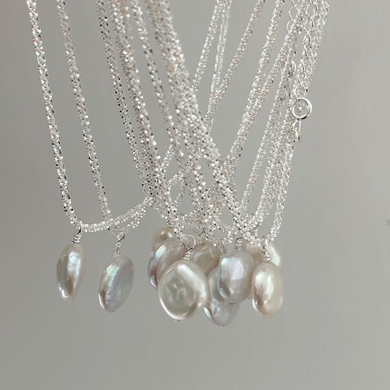6g Weight Mother pearl shellfish Pendant Material Pendant Necklace Classification 925 sterling silver Chain Material Holiday, Daily Occasion Freshwater Pearl, Sterling Silver Material Geometric Pattern Women's Gender Polishing Design Elegant, Simple Style Style Freshwater Pearl Sterling Silver Polishing Geometric Pendant Necklace 1