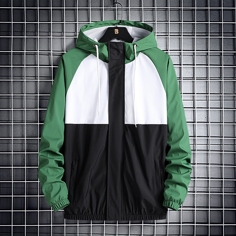 Men's lightweight spring and autumn campus youth casual sports jacket, student hooded coat, customizable logo.