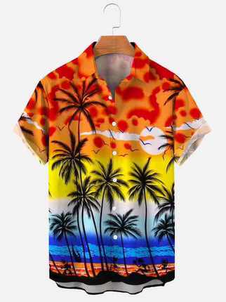 AliExpress hombres del verano Hawaiano Impresión digital camisa de solapa de manga corta Camisa de impresión 3D fuente de fábrica