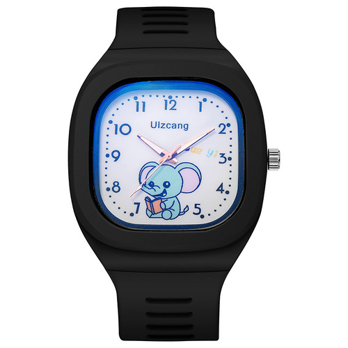 Ins cute cartoon silicone children's watch trendy model glow-in-the-dark sports student square high-quality watch