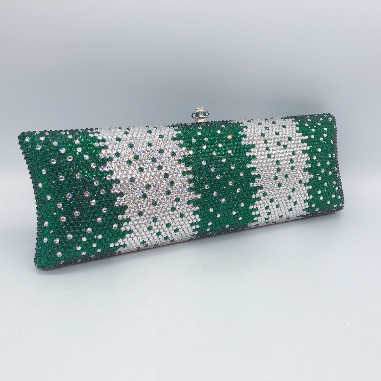 Túi clutch nữ đính đá rhinestone cầm tay hộp cứng dự tiệc — 10 # xanh ngọc chi tiết 19