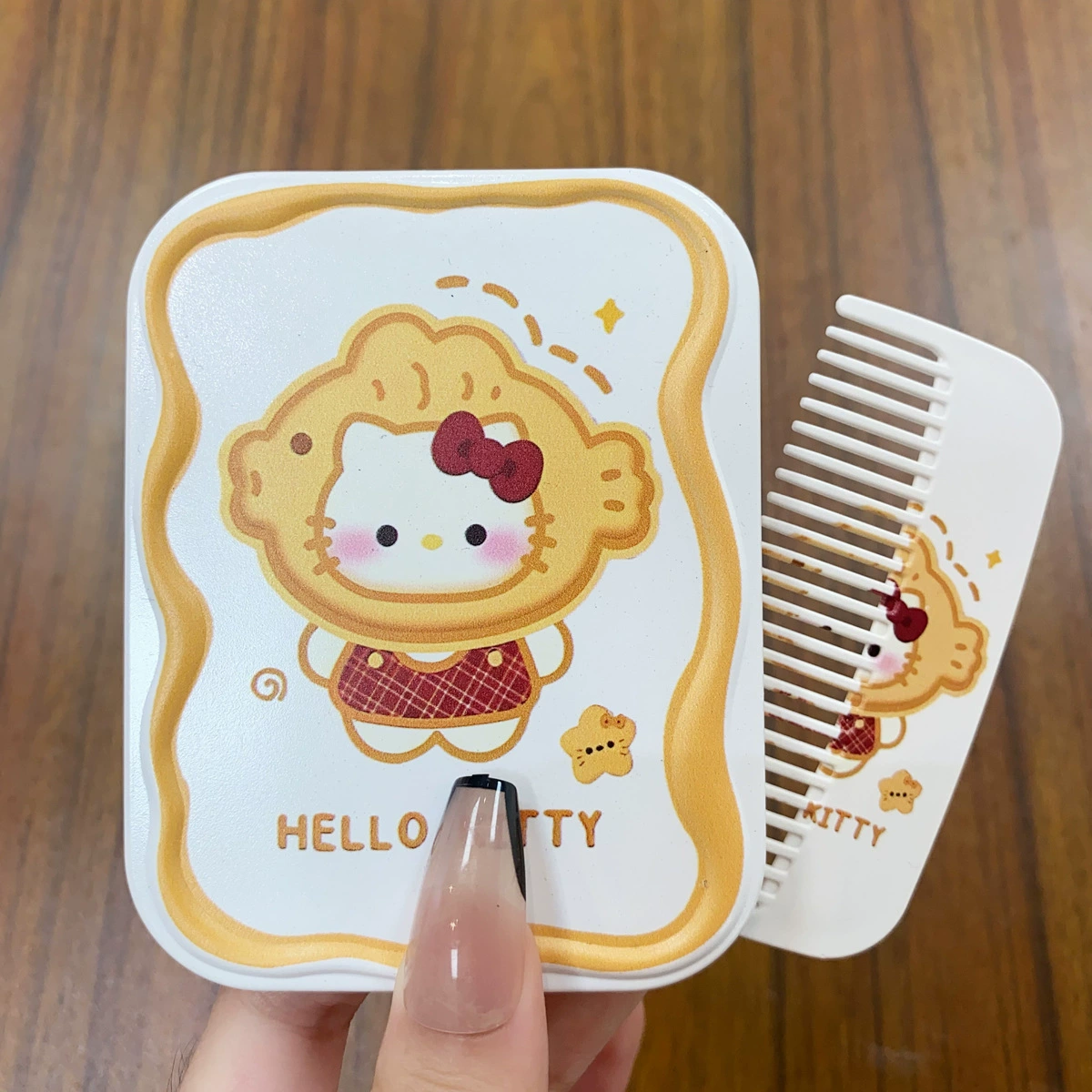 HelloKitty Hello Kitty прическа зеркало студент носит маленькое зеркало складное зеркало портативный милый макияж зеркало женщина