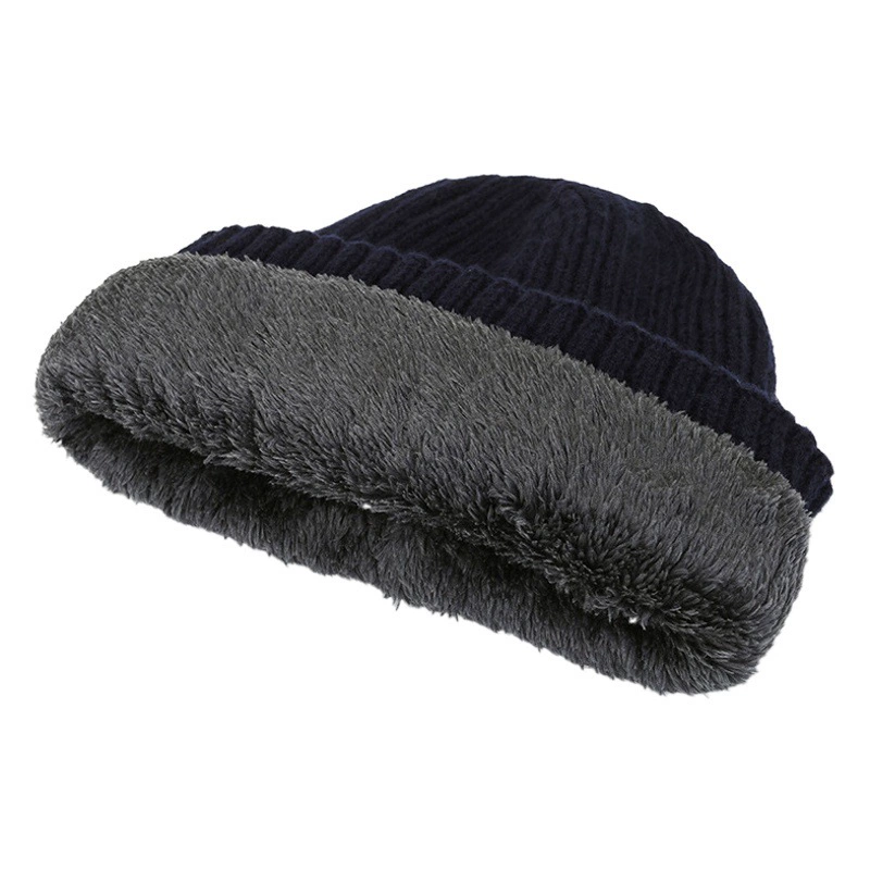 2024, новая осенне-зимняя мужская вязаная шапка для предотвращения холода, защитная шапка для ушей на флисовой подкладке, молодежная модная шапка-пуловер с нашивками