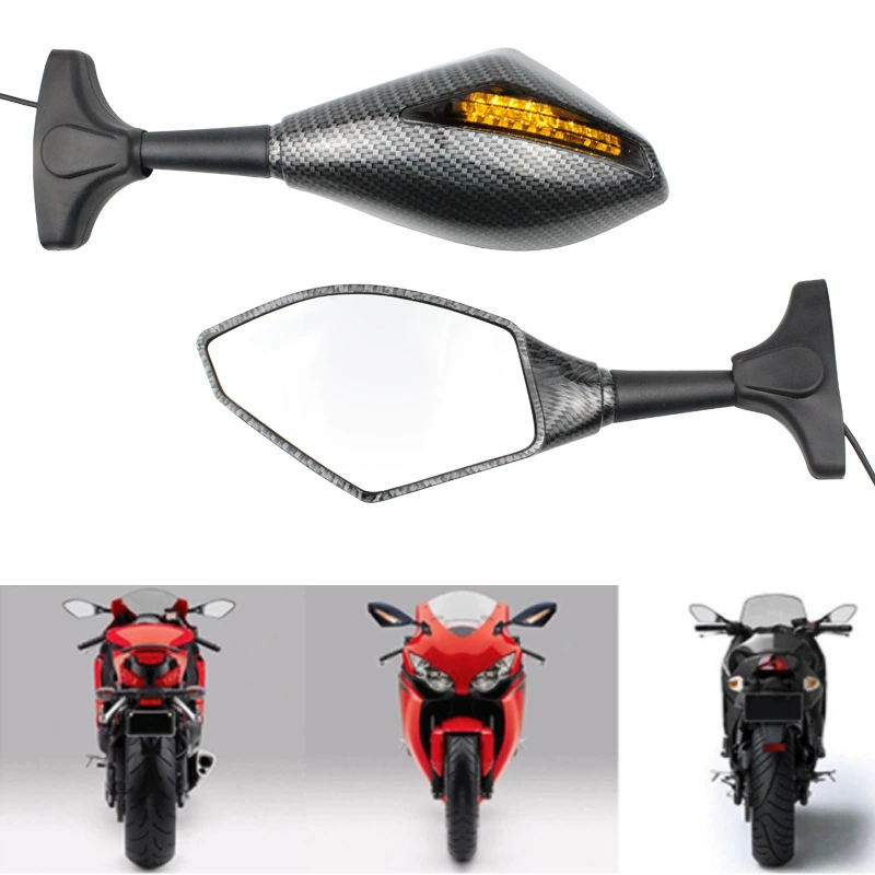 Заднее зеркало Kawasaki с подсветкой, модифицированная ретроотражающая гоночная машина, эффект зеркала
