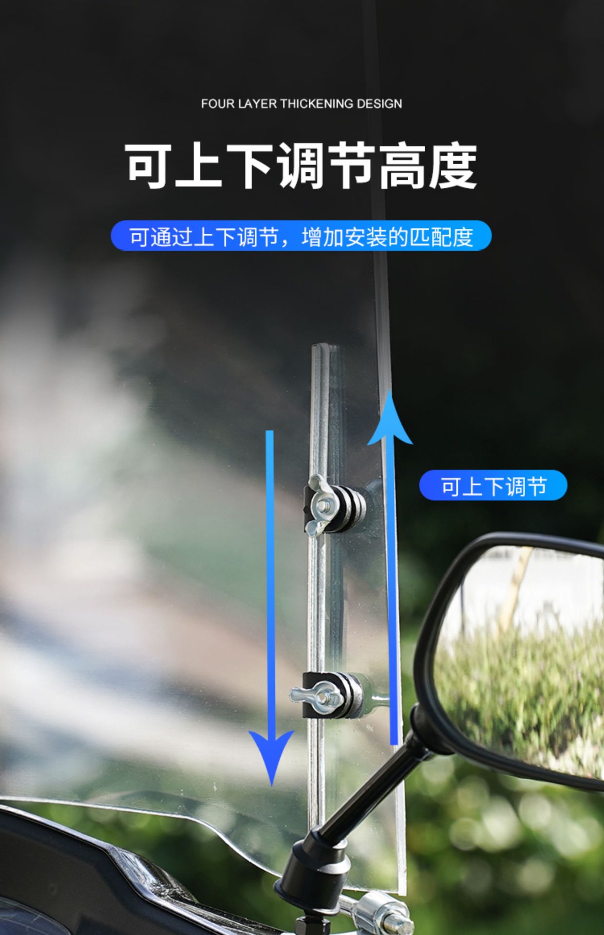 Suitable for Electric Vehicle Front Windshield, Universal Windshield Hd, Transparent for Pedal Battery Motorcycles