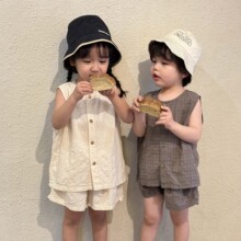 儿童夏季套装男童纯棉薄款2025新款女童韩版休闲宝宝背心短裤夏装