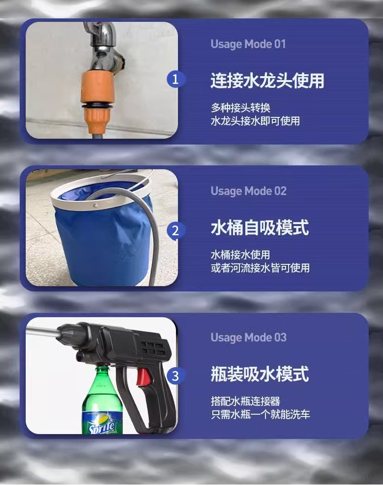 Portable high-voltage wireless water gun car washing artifact electric car washing machine dual-use lithium battery high-voltage car washing water gun