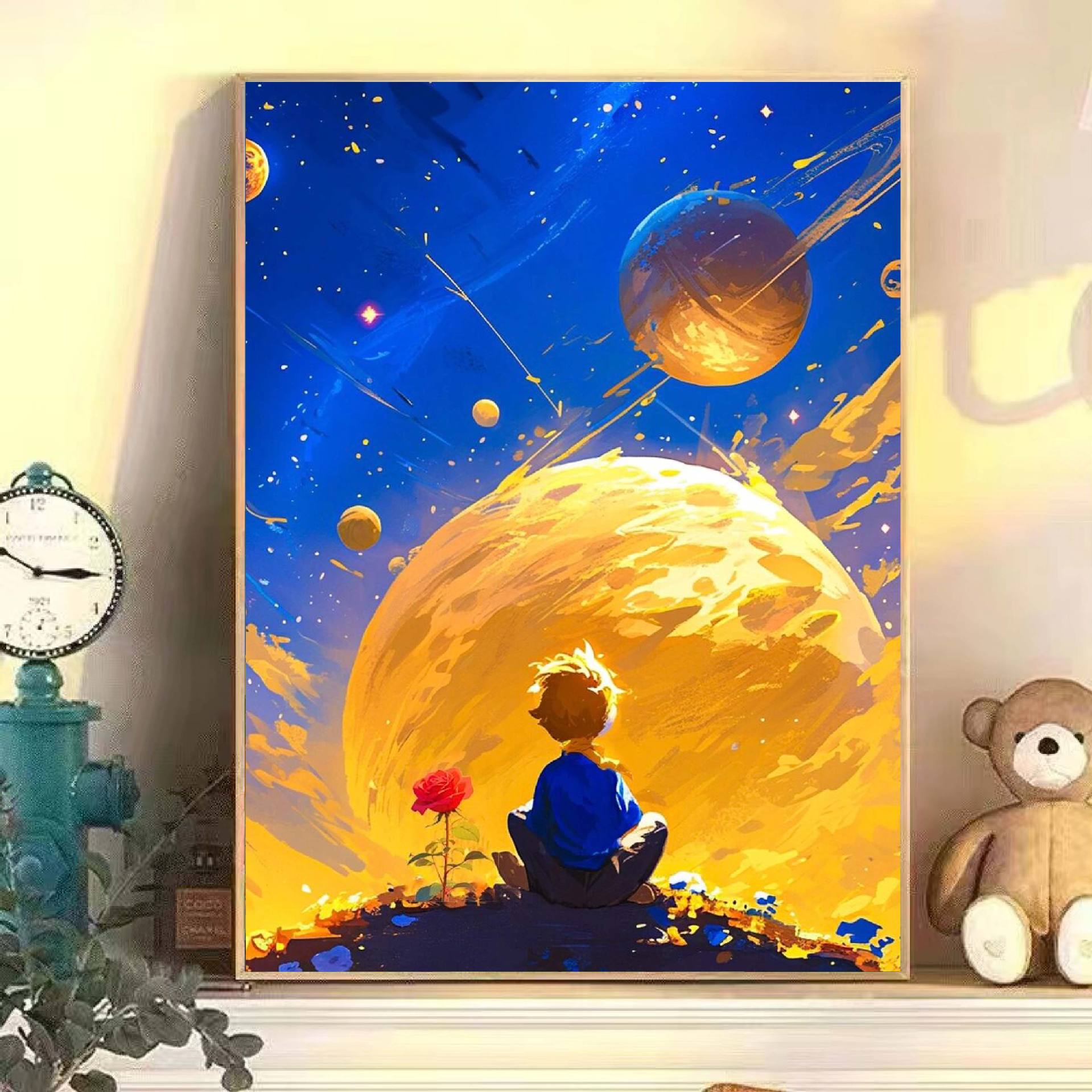 DIY pintura al óleo digital El pequeño príncipe estrella curar dibujos animados pintura al óleo acrílico hecha a mano pintura decorativa moderna