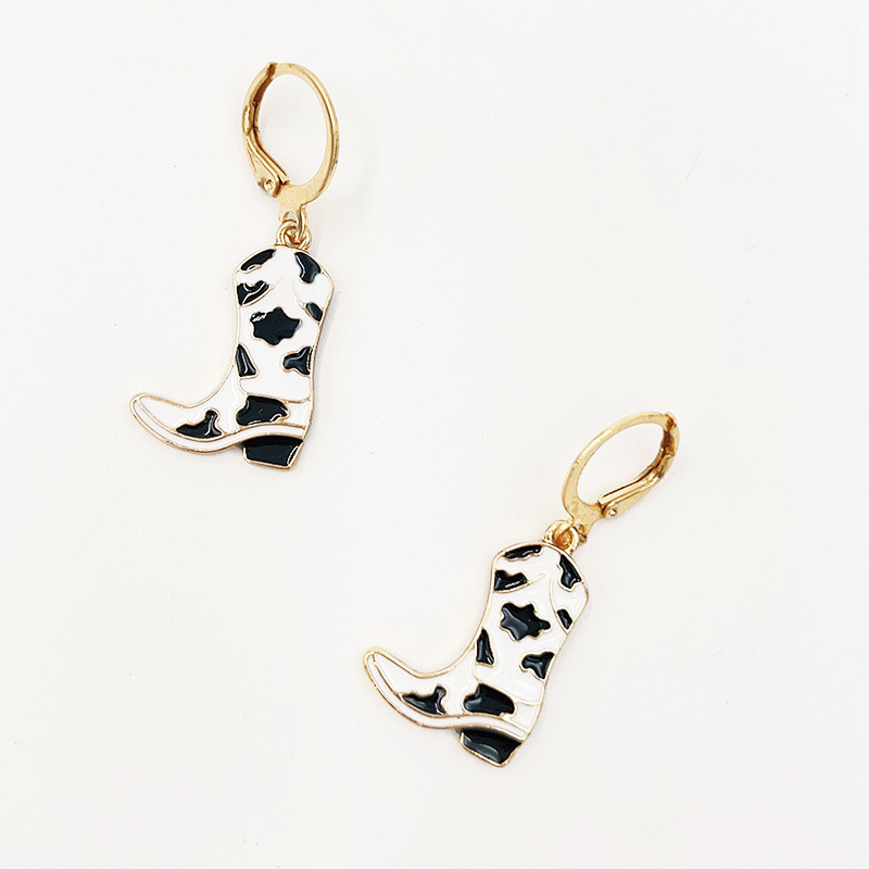 1 Pair Quantity Travel Occasion 1 Pair Cowboy Style Geometric Boots Enamel Alloy Drop Earrings