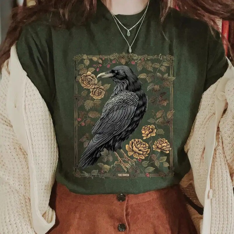 【Cross-Border European Size】Tarot Card Comfortable Shirt Fairy Gothic Witch Dark Academy Shirt Round Neck Casual Daywear 【Cross-Border European Size】Tarot Card Comfortable Shirt Fairy Gothic Witch Dark Academy Shirt Round Neck Casual Daywear
