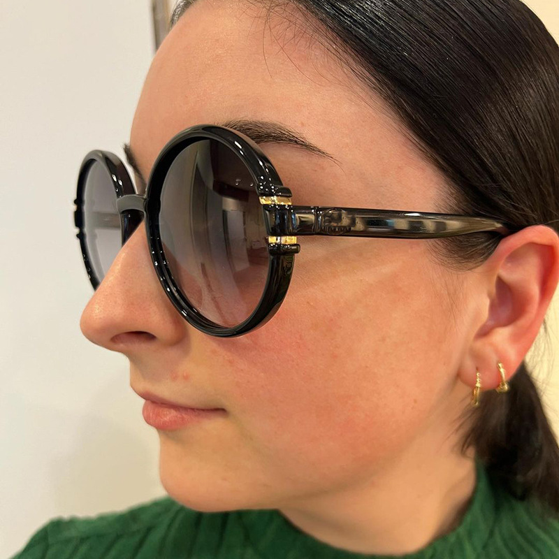65g Weight Fashion Leopard Ac UV400 Protection Round Frame Patchwork Full Frame Women's Sunglasses