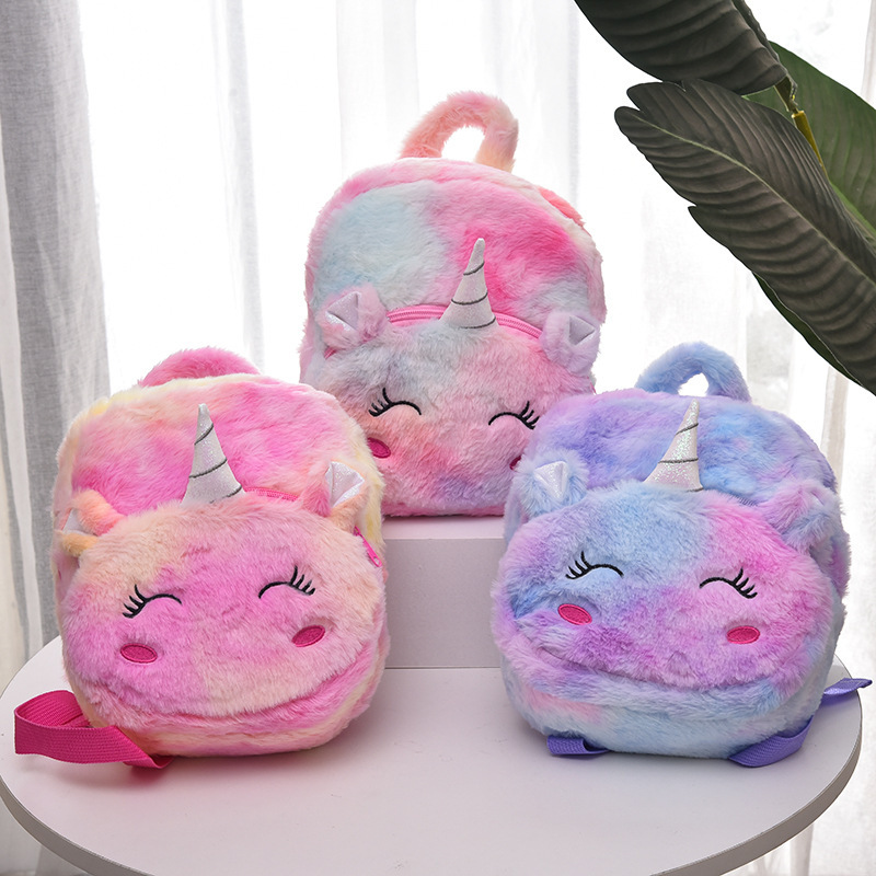 Nueva mochila de dibujos animados engrosada unicornio para niños 1-6 años bebé de jardín de infantes linda mochila de felpa