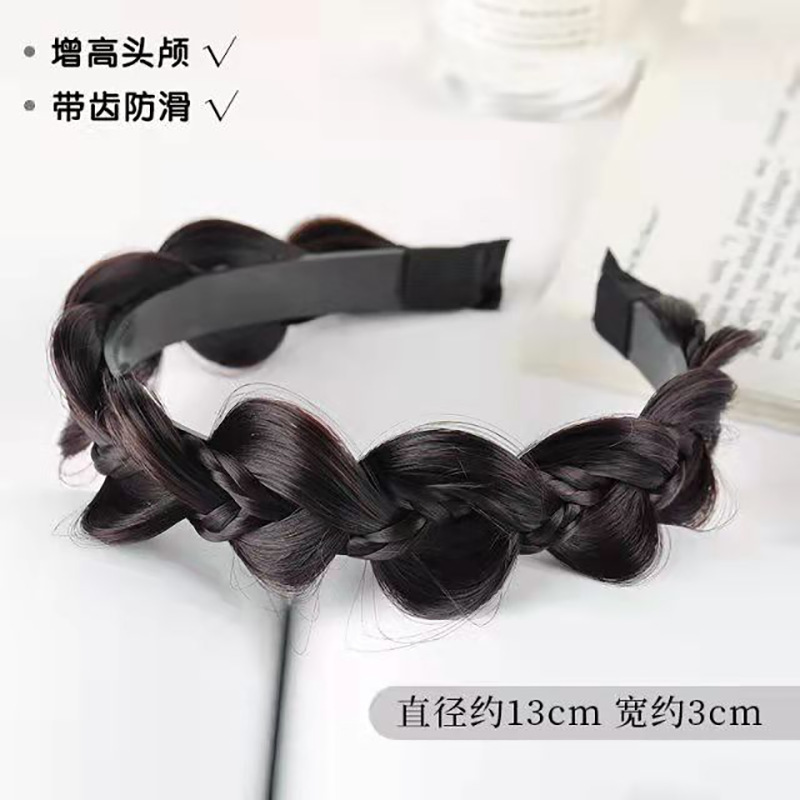 New in Stock Fishbone Braid Wig Hair Band Tooth Anti-slip Internet Celebrity Headwear Hair Accessories Upgraded Pearl Fishbone Braid Women