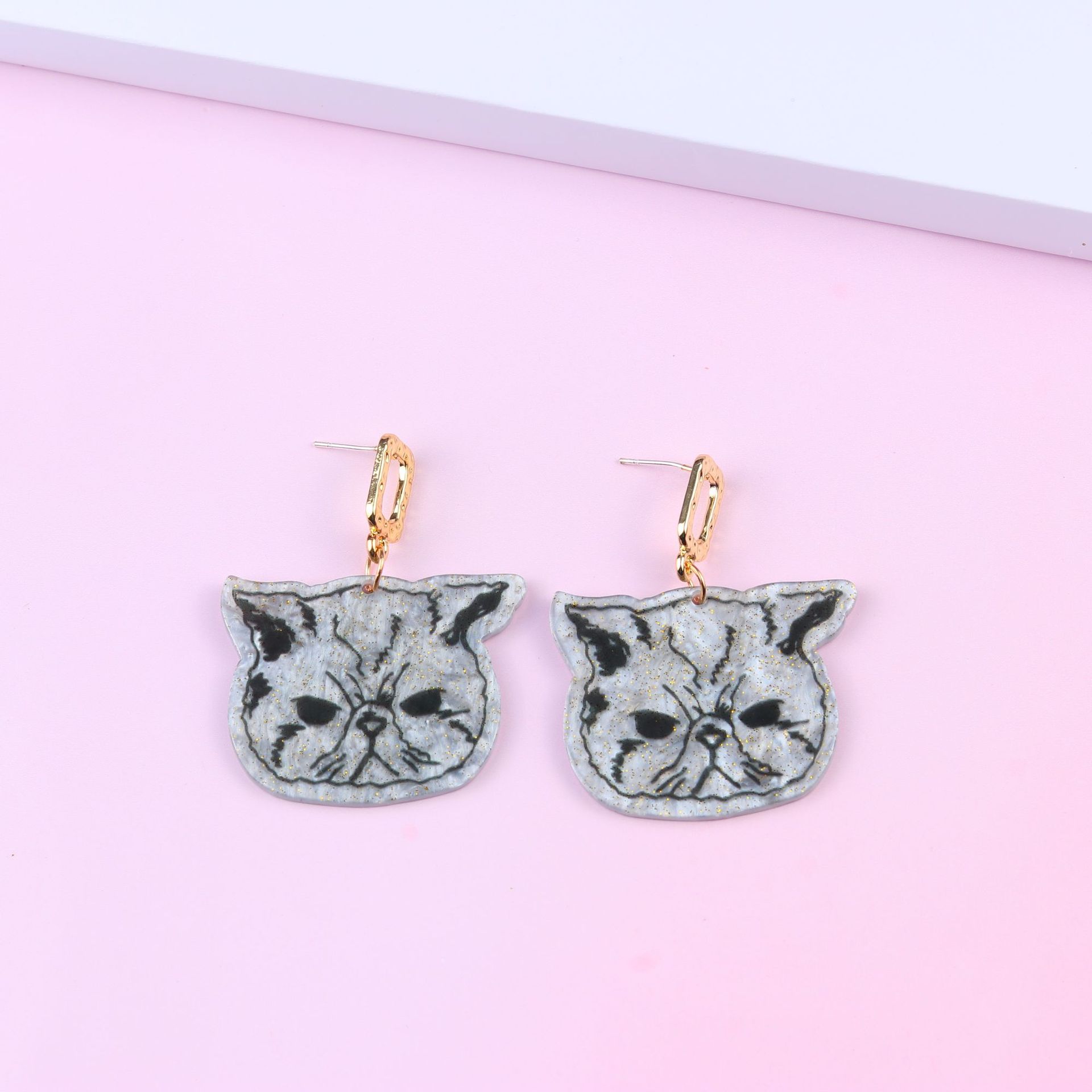 Cute Cat Arylic Drop Earrings display picture 4