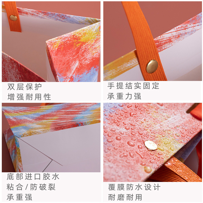 Oil painting style fashion internet celebrity gift bag souvenir gift bag clothing store women's shopping bag handbag paper bag
