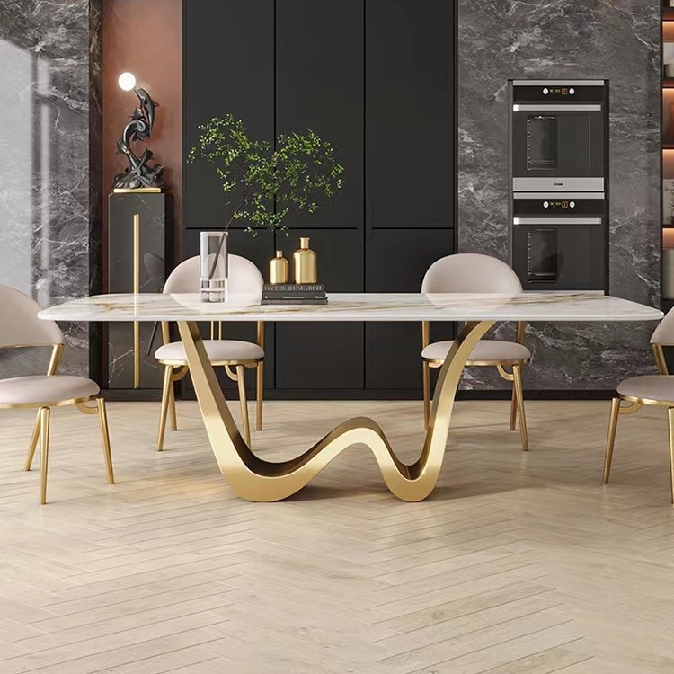 Italian-Style Light Luxury Slate Dining Table, Simple and Modern, Designer Rectangular Dining Table for Small Apartments