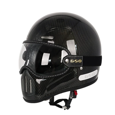 Foreign Trade Export Carbon Fiber Retro Motorcycle Helmet Full-Face Electric Motorcycle Helmet for Men and Women, Winter and All-Season Safety Helmet 3C (Motosiklet kaskı (dəbilqə)) - 3k-transparent-mirror-m55-56