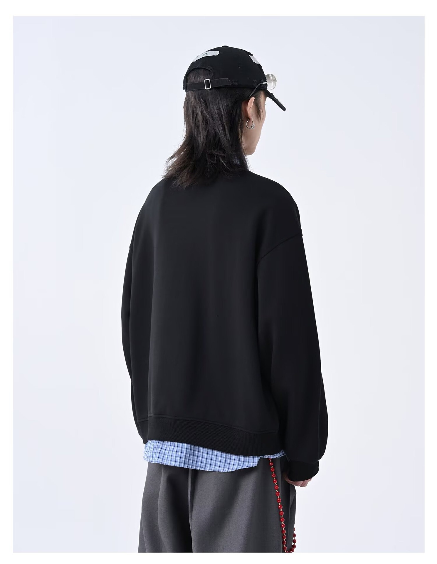 Men's Cardigan Sweatshirt Retro Checkered Patchwork Lazy Style_voghion.com