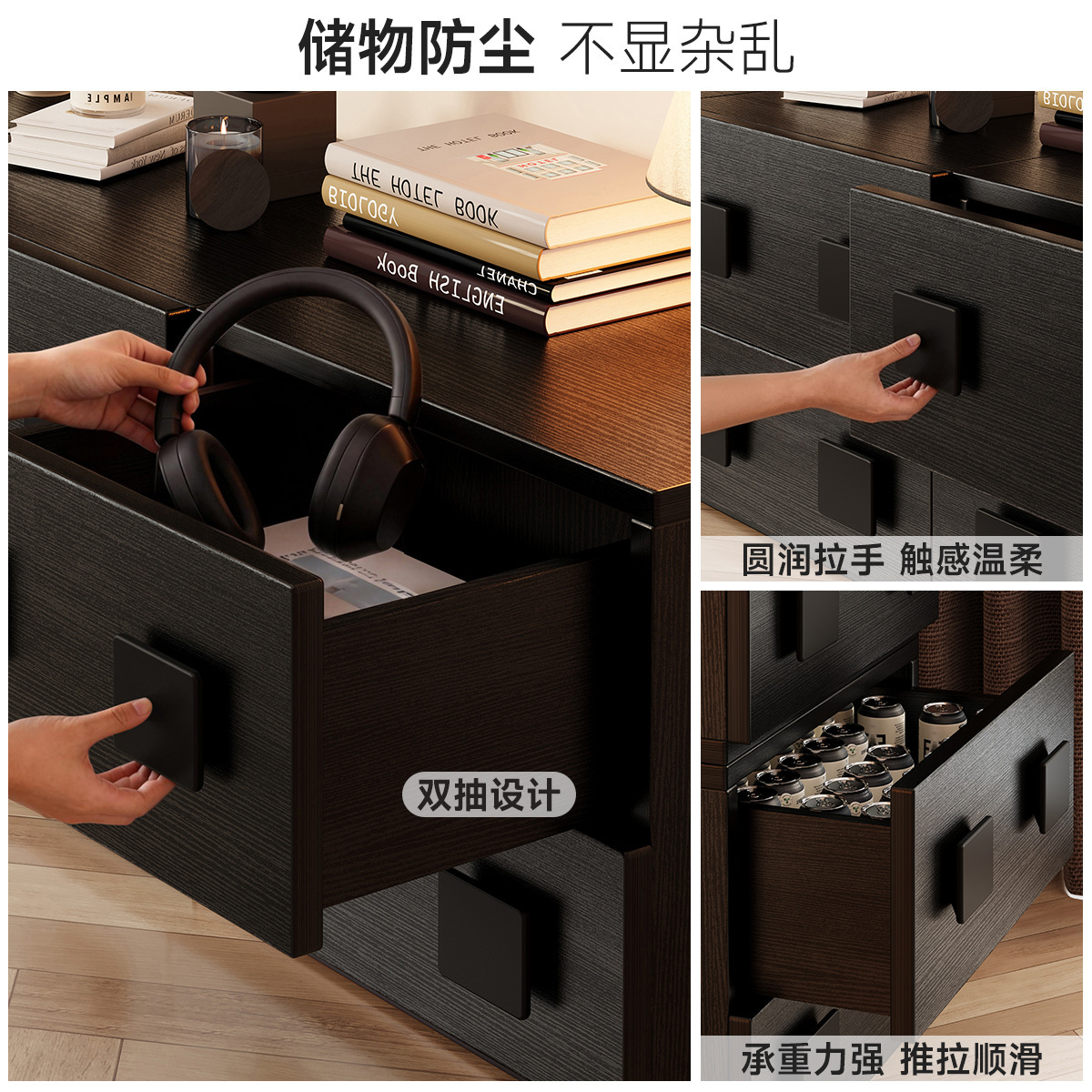 Módulo de combinación de gabinete de televisión simple de estilo medieval de madera sólida sala de estar mesa de té para el hogar