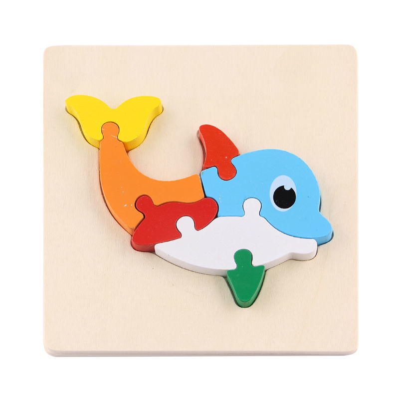Rompecabezas para niños desarrollo de inteligencia educación temprana 3D de madera tridimensional bebé 1-2 años medio niños y niñas 6 juguetes educativos