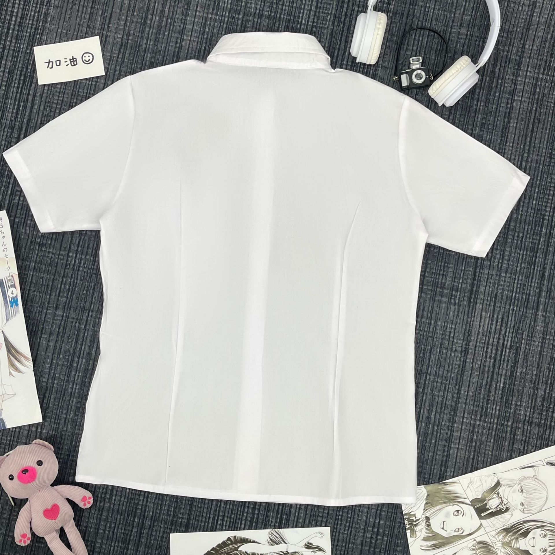 JK 유니폼 일본 부서 대학 스타일 달콤한 소녀 반팔 흰색 셔츠 자수 테일 스톡 클리어런스 트리트먼트