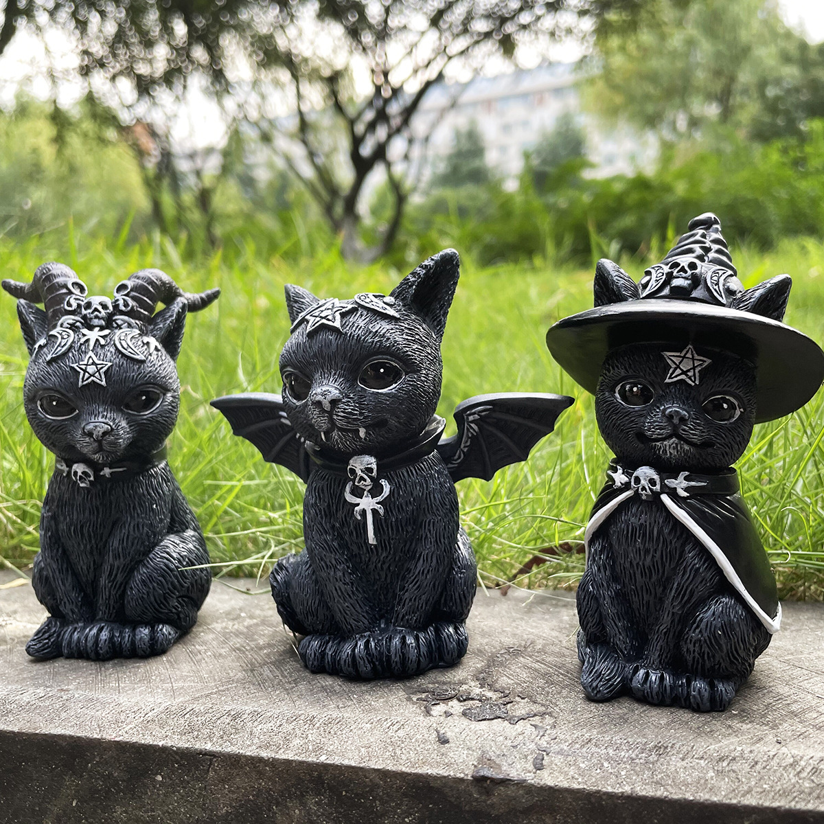 New Creative Halloween Magic Cat Resin Craft Ornament Halloween Gift Decorations display picture 2