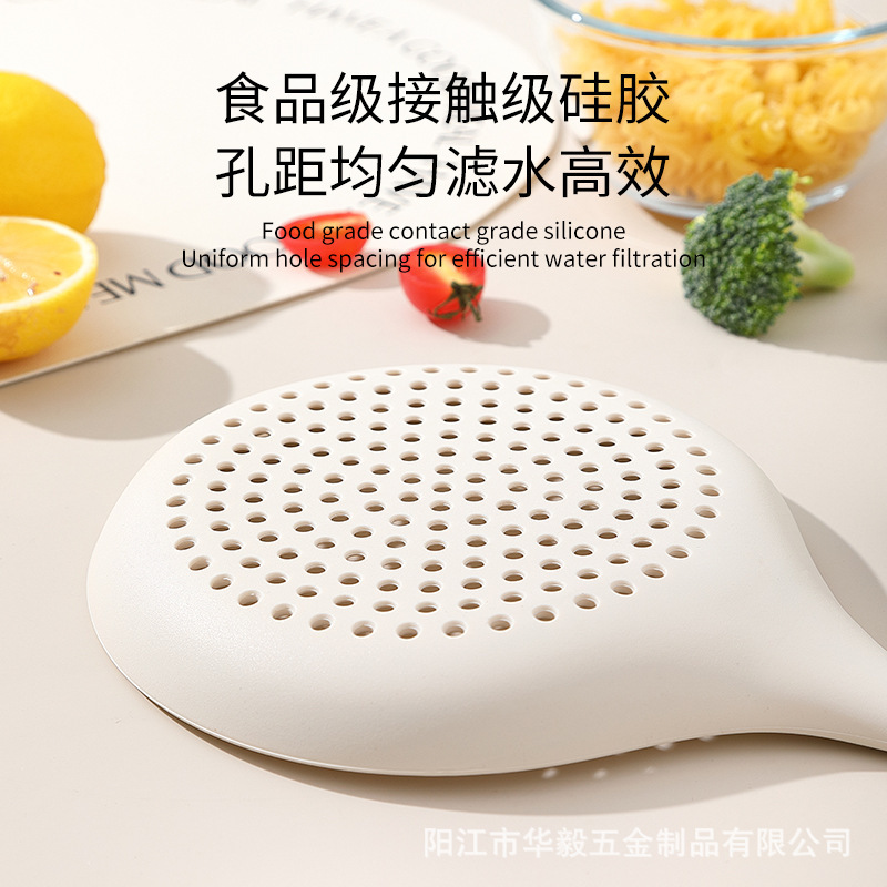 Colador grande de silicona para el hogar, colador de cercas de silicona de mango largo de grado alimenticio, colador de escurrir para fideos de cocina