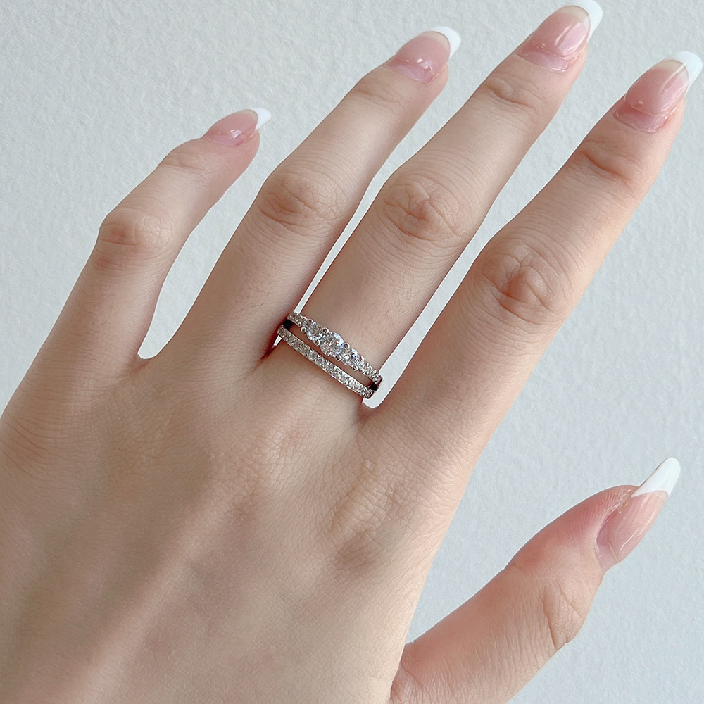 Fashion Geometric Sterling Silver Plating Zircon Rings 1 Piece