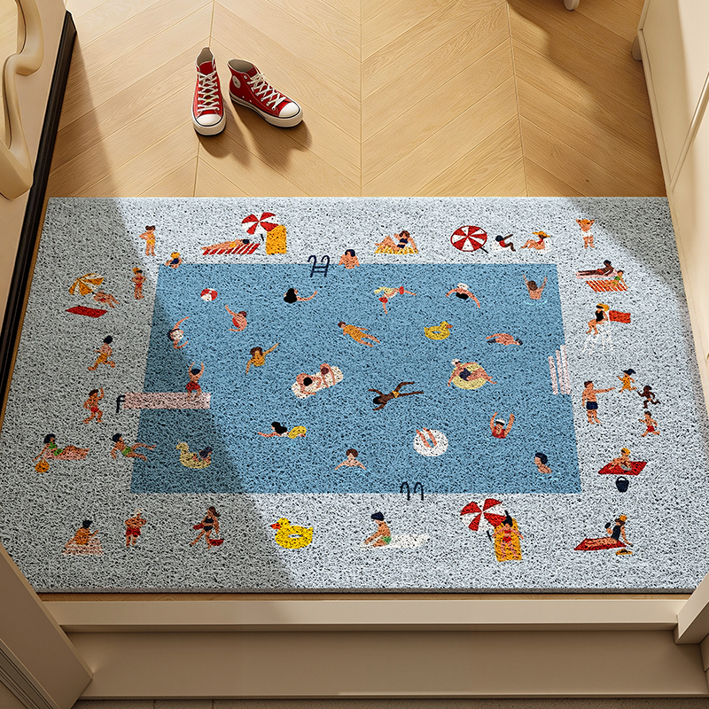 Entrance Door Mat, Dirt-Resistant, Dust-Removing, Non-Slip Mat for Entryway Shoe-Changing Area, High-End Feel, Household Silk Loop Carpet