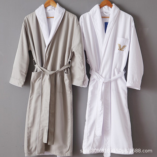 Five-star hotel bathrobe waffle men's and women's long high-grade double-layer bathrobe beauty salon bathrobe homestay nightgown