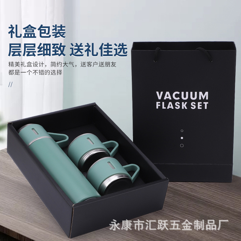 Una taza de tres tapa taza de vacío de acero inoxidable traje portátil cubierta recta taza de vacío conveniente taza de aislamiento de té de doble propósito