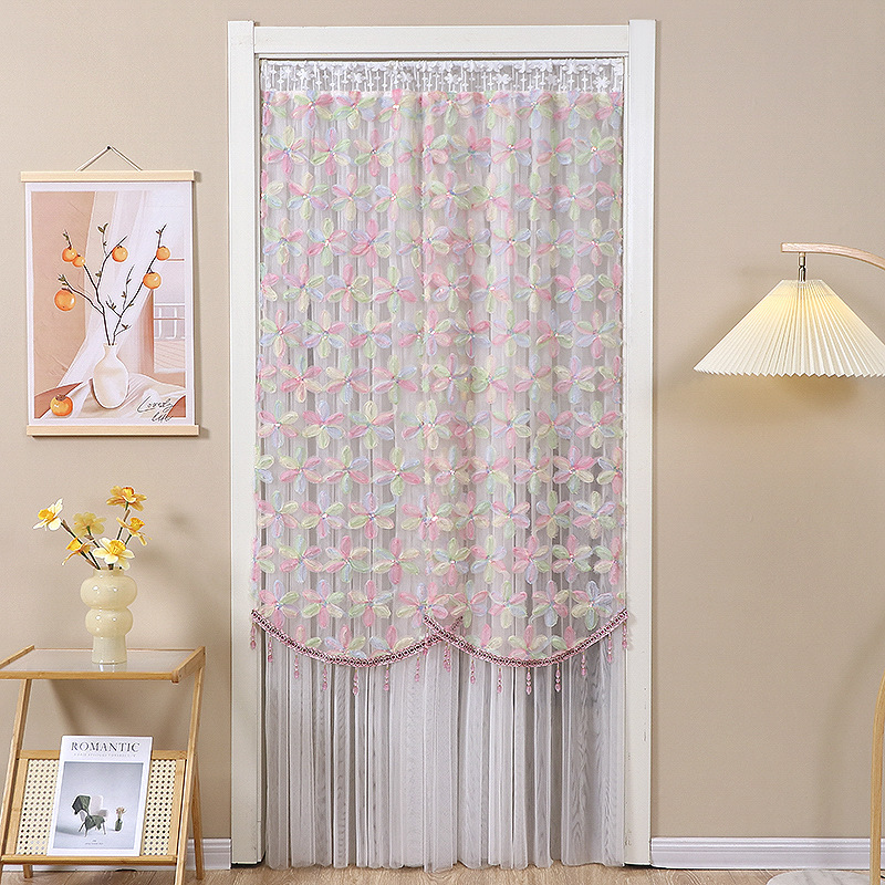 French-Style Romantic Lace Embroidery Door Curtain, Bedroom Partition Curtain, Bathroom Privacy Curtain, Custom-Made Beaded Sheer Curtain, Mosquito-Proof French-Style Romantic Lace Embroidery Door Curtain, Bedroom Partition Curtain, Bathroom Privacy Curtain, Custom-Made Beaded Sheer Curtain, Mosquito-Proof