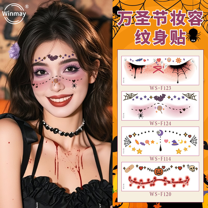Cross-Border New Halloween Makeup Face Stickers Cos Makeup Stickers Masquerade Holiday Party Temporary Tattoo Stickers Cross-Border New Halloween Makeup Face Stickers Cos Makeup Stickers Masquerade Holiday Party Temporary Tattoo Stickers