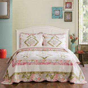 European-style embroidered quilted cotton cotton bed cover three-piece set cotton bedspread thickened bed sheet summer quilt air conditioning quilt quilt