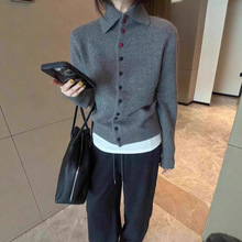 时尚100%纯羊毛高领彩色纽扣长袖针织羊毛开衫女秋冬新款简约开衫