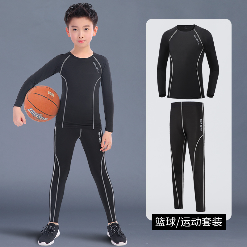 Invierno ajustada juego de baloncesto de niños entrenamiento de entrenamiento de entrenamiento de invierno de otoño y acondicionamiento físico de fútbol ropa interior para niños ropa de base