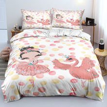 跨境亚马逊芭蕾女孩3D数码印花229*229三件套四件套枕套 厂家直销