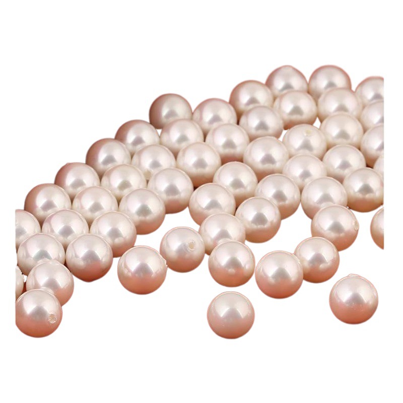現物天然南洋貝殻真珠3-18mm白色真円diyアクセサリー半穴貝珠散珠卸売り