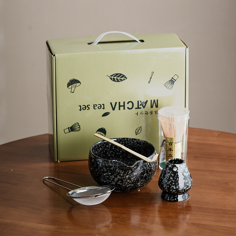 [가마가 검게 변하다] 아크벨리 말차 그릇 5종 세트(선물 상자)