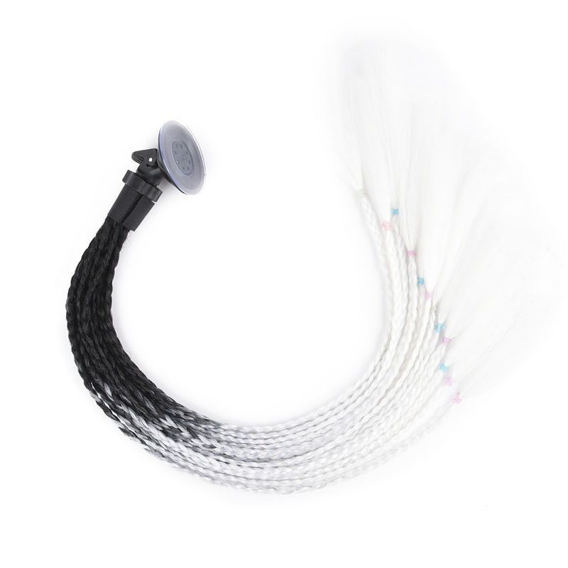 Casco de Motocicleta con Decoración de Peluca Colorida, Trenzas, Doble Cola de Caballo, Estilo Motero, con Ventosa, 60 cm