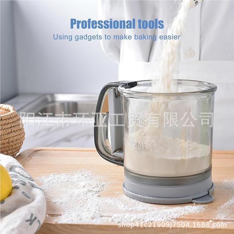 新しい家庭用ふるいのベーキング用具小麦粉ふるいキッチンフィルター高速ふるいの半自動ふるい|undefined