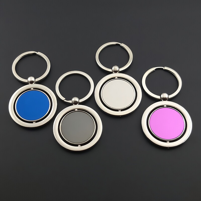 Laser Engraved Keychain Metal Round Rotating Keychain Event Promotional Items Small Gift Ideas