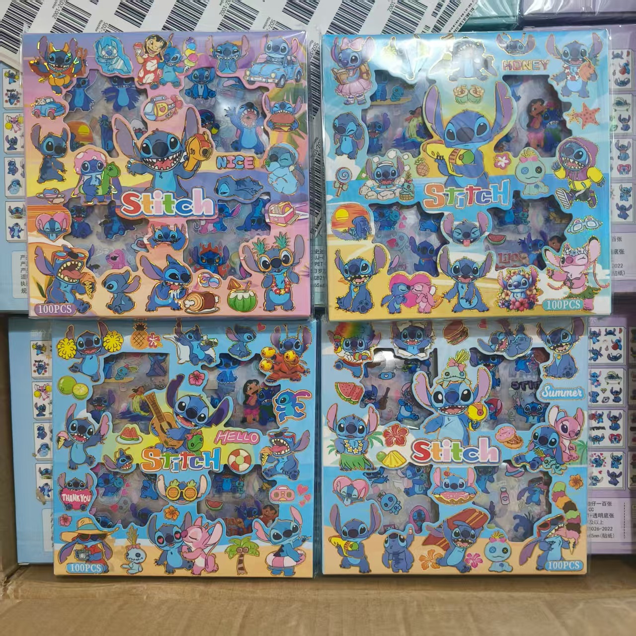 Sanrio Cultural y Creativo Moe Star Party 100 en PET Pegatinas impermeables transparentes Stitch Children's Kapi Hand Cart Periférico