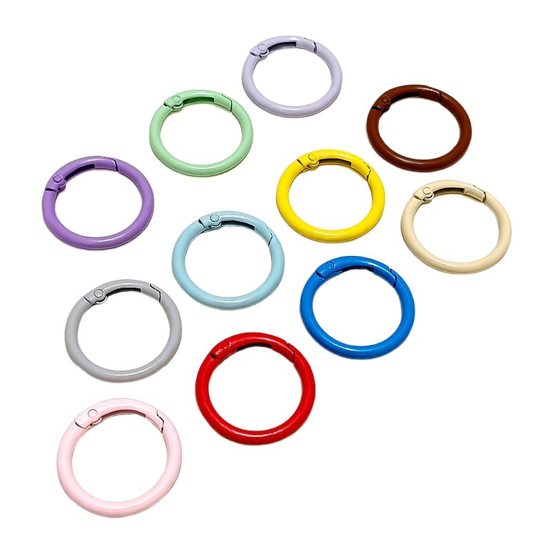DIY Jewelry Accessories 33mm Metal Painted Colorful Snap Ring Spring Clasp Key Ring Round Open Ring Material